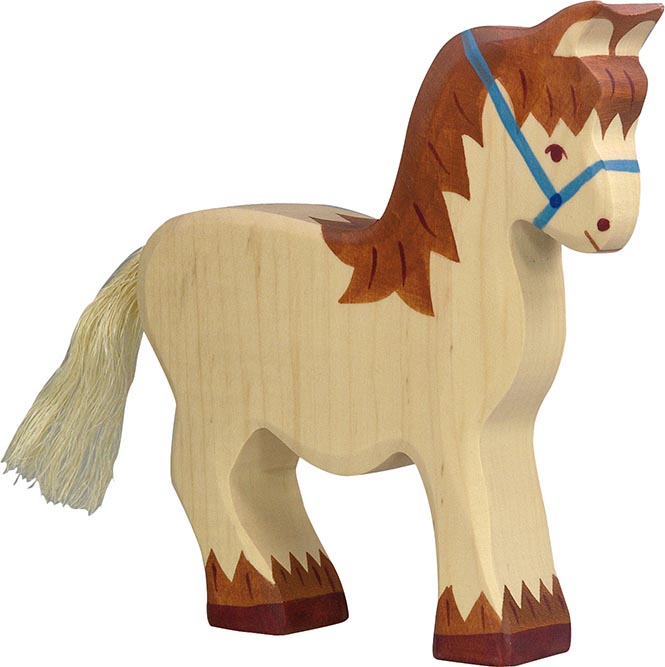 figurine en bois Holztiger cheval de trait, animal en bois