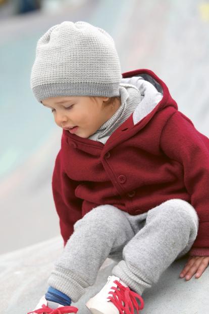 Disana - Bonnet Beanie bébé et enfant en laine mérinos bio - gris-nature