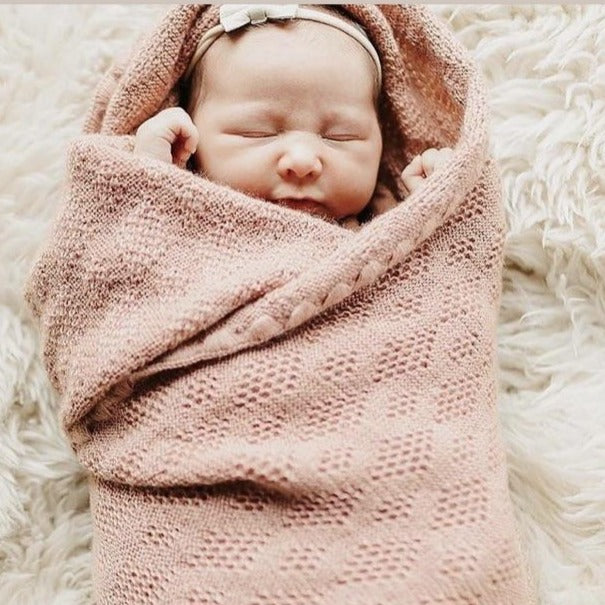 Disana - Couverture bébé en laine mérinos bio - rose
