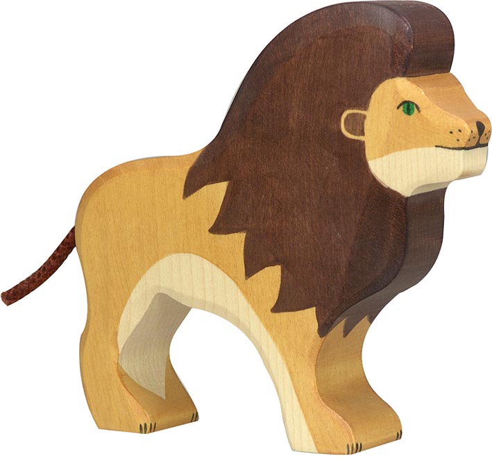 figurine en bois Holztiger lion, animal en bois