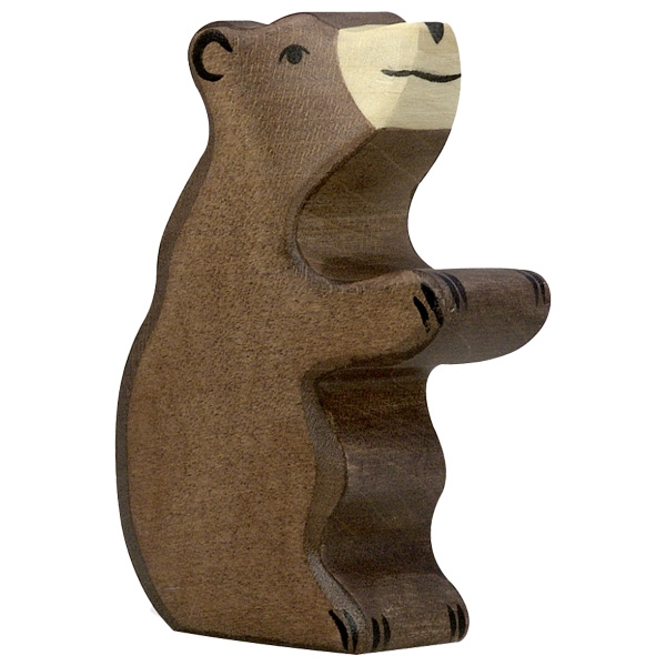 Holztiger - Petit ours brun assis en bois