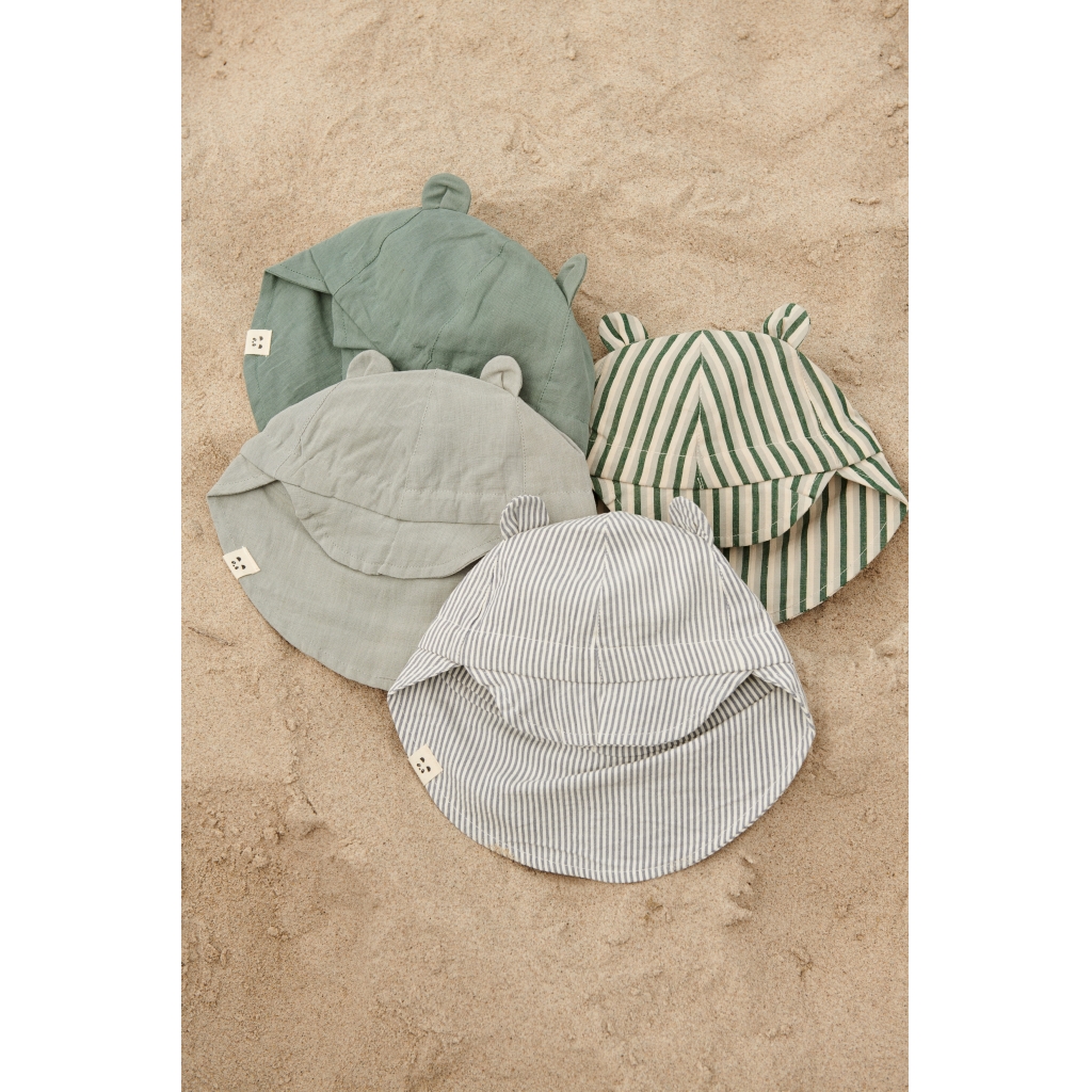Liewood - Chapeau de soleil bébé réglable en lin et coton biologique Eric