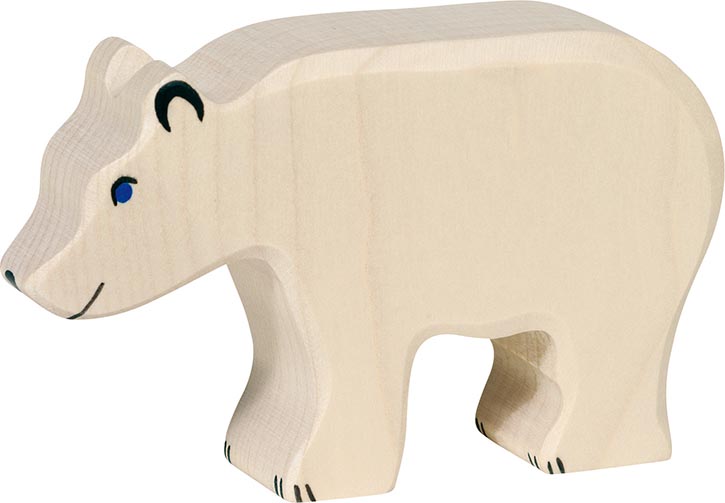 figurine en bois Holztiger ours polaire, animal en bois, eisbaer