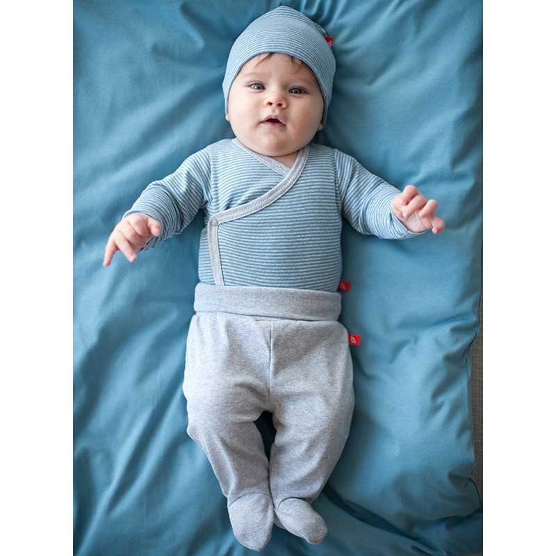 Limobasics - Pantalon nouveau-né avec pieds en coton biologique - uni