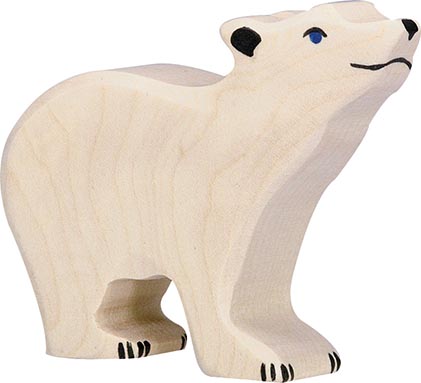 figurine en bois Holztiger petit ours polaire, animal en bois, eisbaer