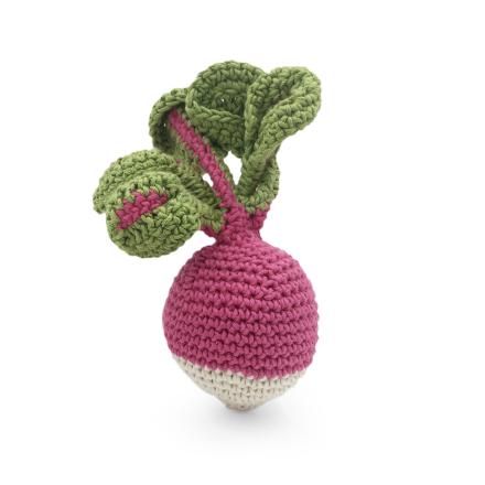 Jouet apaisant Coccinelle rouge en crochet en coton bio - Myum -The veggy  toys