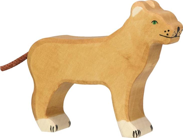 figurine en bois Holztiger lionne, animal en bois