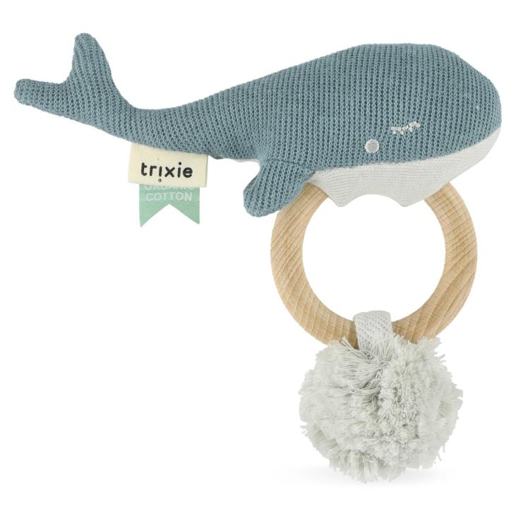 Trixie - Anneau de dentition en bois et coton biologique tricoté baleine