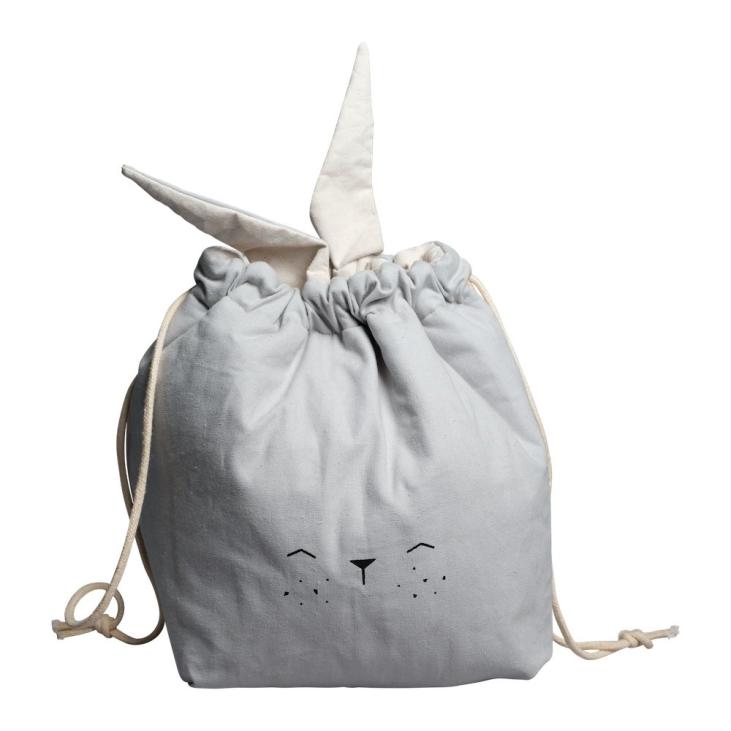 Fabelab - Petit sac de rangement en coton biologique - Lapin gris