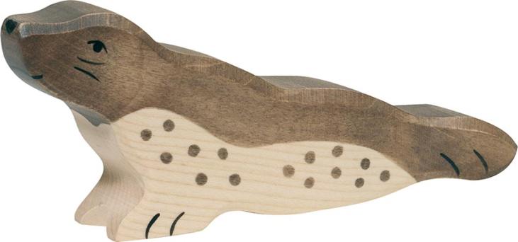 figurine en bois Holztiger phoque, animal en bois