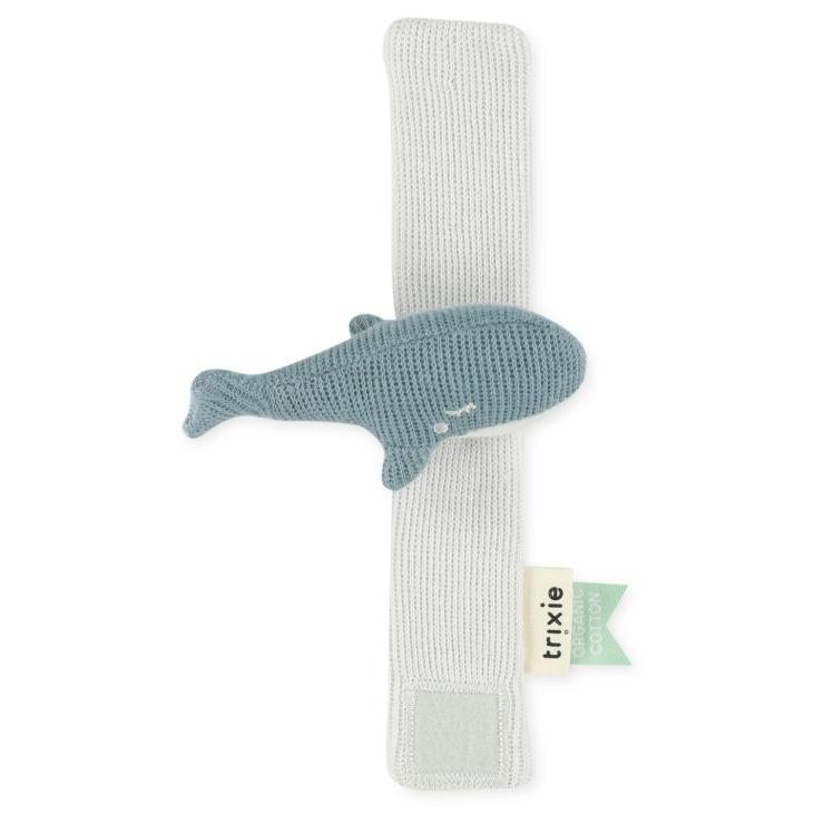 Trixie - Hochet bracelet baleine en coton biologique tricoté