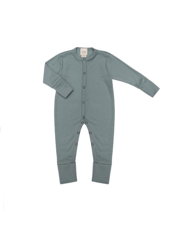 Wooly Organic - Pyjama en laine mérinos bleu gris