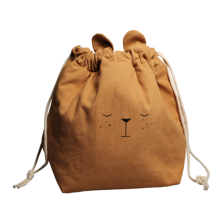 Fabelab - Petit sac de rangement en coton biologique - Ours ocre