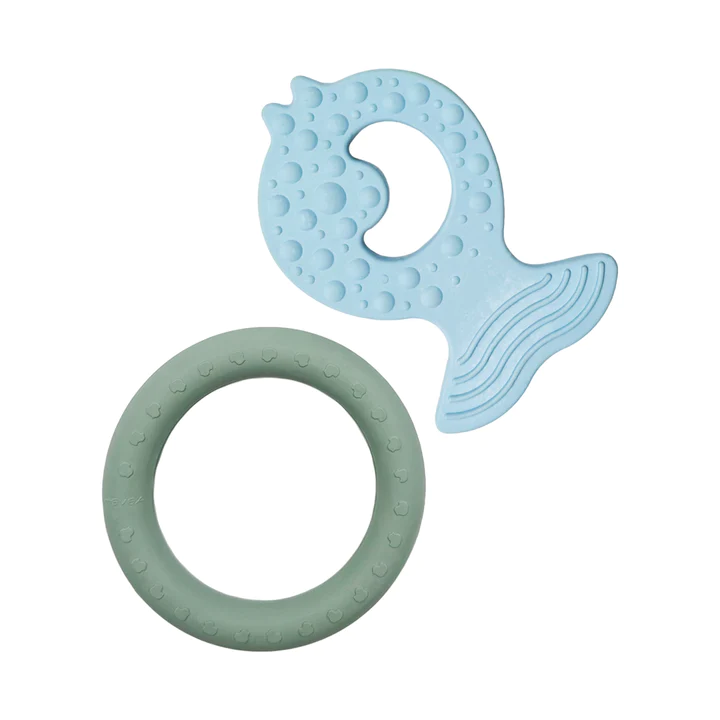 Hevea - Set de 2 anneaux de dentition en caoutchouc - bleu