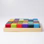 Grimm's - Set de cubes en bois Mosaïque, couleurs arc en ciel