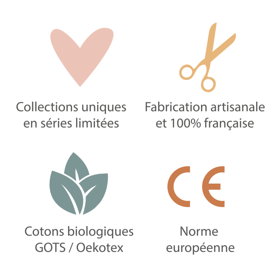 Carotte & Cie - Hochet écologique en coton bio, fabriqué en France - Panda