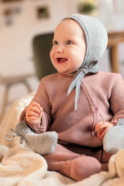 Disana - Combinaison bébé mérinos bio en tricot - rose